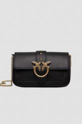 PINKO Czarna kopertówka damska Love One Pocket C. Czarne torebki wieczorowe damskie Pinko, bez wzorów, bez dodatków. W wyprzedaży za 999.99 zł.
