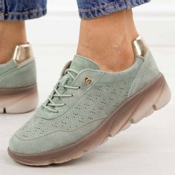 Zielone skórzane półbuty damskie Sergio Leone Sp002. Zielone półbuty damskie Sergio Leone, na jesień, bez wzorów, z jeansu, z okrągłym noskiem, bez obcasa, na płaskiej podeszwie, bez zapięcia. Za 219.00 zł.