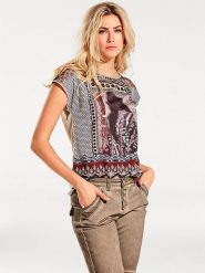 Heine Koszulka w kolorze beżowo-brązowym rozmiar: 40. Brązowe bluzki damskie Heine, bez wzorów, bez kołnierzyka, bez ramiączek. Za 56.53 zł.