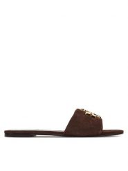 Tory Burch Klapki Eleanor Slide 174839 Brązowy. Brązowe klapki damskie Tory Burch, bez wzorów, ze skóry, bez obcasa, bez zapięcia. Za 1,279.00 zł.