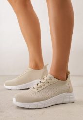 Beżowe Minimalistyczne Buty Sportowe z Siateczki na Tłoczonej Podeszwie Zanera. Brązowe obuwie sportowe damskie Born2be, z jeansu, bez zapięcia, na fitness i siłownię. Za 79.99 zł.