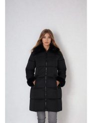 Jessica Simpson Płaszcz zimowy w kolorze czarnym rozmiar: L. Czarne płaszcze damskie Jessica Simpson, na zimę, l, bez wzorów, z puchu, bez kaptura. Za 173.99 zł.