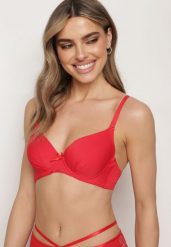 Czerwony Biustonosz z Usztywnionymi Miseczkami Zapinany na Haftki na Regulowanych Odpinanych Ramiączkach Lucicella. Czerwone biustonosze Born2be, bez wzorów. Za 9.99 zł.