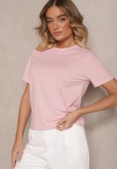 Różowy Casualowy T-shirt z Wiskozy Arisanda. Czerwone t-shirty damskie Renee, m, bez wzorów, z jeansu, bez kołnierzyka. Za 44.99 zł.