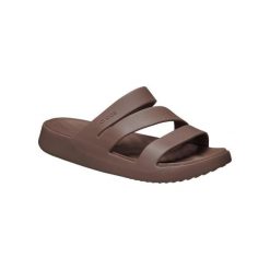 Klapki Crocs Getaway Strappy Z Klapkami Damskie. Brązowe klapki damskie Crocs, bez wzorów, bez obcasa, bez zapięcia. Za 173.10 zł.