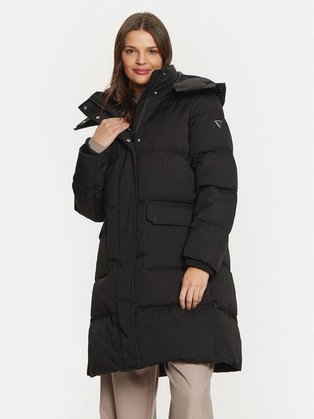 Guess Kurtka puchowa Belkisa W4BL0B WGJR2 Czarny Regular Fit. Czarne kurtki damskie Guess, na zimę, s, z aplikacjami, z puchu, bez kaptura. Za 1,359.00 zł.