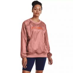 Bluza damska Under Armour Recover Woven Shine Crew. Brązowe bluzy damskie Under Armour, bez wzorów, bez kaptura. Za 89.99 zł.