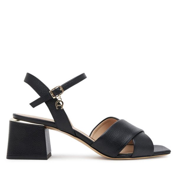 Sandały Aigner. Czarne sandały damskie Aigner, bez wzorów, bez obcasa, na słupku, bez zapięcia. Za 1,459.00 zł.