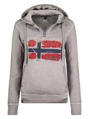Geographical Norway Bluza w kolorze szarym rozmiar: L. Szare bluzy damskie Geographical Norway, l, bez wzorów, z kapturem. Za 132.36 zł.