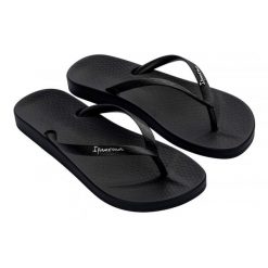 Klapki damskie Ipanema Anatomica Tan. Czarne klapki damskie Ipanema, bez wzorów, z materiału, bez obcasa, bez zapięcia. Za 52.99 zł.