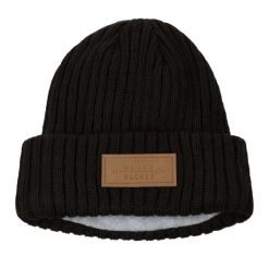Skórzana Czapka Unisex Dla Dorosłych. Czarne czapki damskie BAUER, bez wzorów, z dzianiny. Za 140.99 zł.