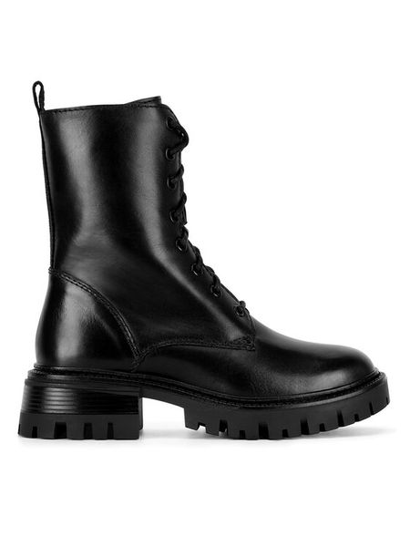 Lasocki Trzewiki RST-BEST-01 Czarny. Czarne botki damskie Lasocki, ze skóry, bez obcasa, na płaskiej podeszwie, bez zapięcia. Za 289.99 zł.