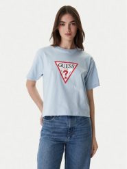 Guess Jeans T-Shirt W4YI73 K8HM0 Błękitny Regular Fit. Niebieskie t-shirty damskie Guess Jeans, xxl, z aplikacjami, z bawełny, bez kołnierzyka. Za 159.99 zł.