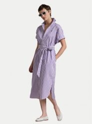 Polo Ralph Lauren Sukienka koszulowa 211959911002 Fioletowy Regular Fit. Fioletowe sukienki damskie Polo Ralph Lauren, bez wzorów, z bawełny, bez ramiączek. Za 719.99 zł.