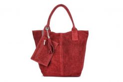 Shopperka bordowa skórzana T49. Czerwone torebki klasyczne damskie ze skóry, duże, bez dodatków. Za 208.99 zł.