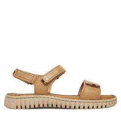 Sandały Go Soft. Brązowe sandały damskie GO SOFT, bez wzorów, bez obcasa, na płaskiej podeszwie, bez zapięcia. Za 119.99 zł.