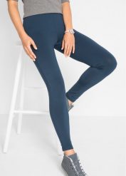 Legginsy termiczne z wygodnym paskiem. Niebieskie legginsy damskie bonprix, bez wzorów. Za 57.99 zł.