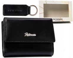 Zestaw prezentowy Peterson PTN SET-D-66-KCS czarny. Czarne portfele damskie Peterson, bez wzorów. Za 109.00 zł.
