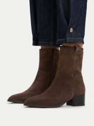 Lasocki Botki CEO-WI40-FRETTA-01 Brązowy. Brązowe botki damskie Lasocki, ze skóry, bez obcasa, na słupku, bez zapięcia. Za 279.99 zł.