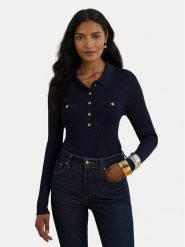 LAUREN RALPH LAUREN Sweter 200P03459001 Granatowy Slim Fit. Niebieskie swetry klasyczne damskie Lauren Ralph Lauren, m, z wiskozy, bez kołnierzyka. Za 989.99 zł.