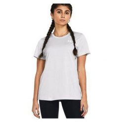 Koszulka fitness damska UNDER ARMOUR 1384230 z krótkim rękawem. Szare bluzki damskie Under Armour, xs, bez wzorów, sportowe, bez kołnierzyka, bez ramiączek. Za 119.99 zł.
