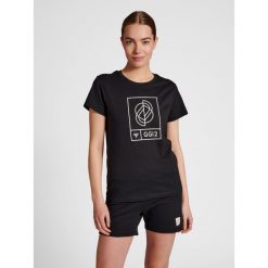 Koszulka do piłki ręcznej damska Hummel S/S. Czarne bluzki damskie Hummel, s, bez wzorów, sportowe, bez kołnierzyka, bez ramiączek. Za 126.50 zł.