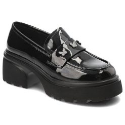 Czarne Półbuty Artiker Eleganckie Obuwie Damskie. Czarne półbuty damskie Artiker, z aplikacjami, ze skóry, bez obcasa, bez zapięcia. Za 259.00 zł.