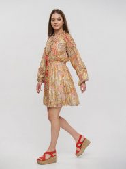 BLE Sukienka w kolorze jasnobrązowo-pomarańczowym rozmiar: onesize. Brązowe sukienki damskie BLE, z aplikacjami, z wiskozy, bez ramiączek. Za 409.95 zł.
