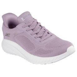 Damskie BOBS SQUAD CHAOS CURRENT MUSE Slip-On Lawenda. Niebieskie obuwie sportowe damskie Skechers, z materiału, bez zapięcia, trekkingowe. Za 359.99 zł.