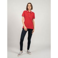 Koszulka polo do golfa damska Sustin. Białe bluzki damskie Geox, xs, bez wzorów, z bawełny, sportowe, bez kołnierzyka, bez ramiączek. Za 156.00 zł.