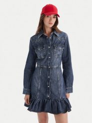 Tommy Jeans Sukienka jeansowa Western DW0DW21635 Niebieski Regular Fit. Niebieskie sukienki damskie Tommy Jeans, bez wzorów, z bawełny, bez ramiączek. Za 479.99 zł.
