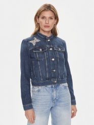 Guess Kurtka jeansowa Delya W4RN54 D4VIG Granatowy Regular Fit. Niebieskie kurtki damskie Guess, xs, z aplikacjami, z bawełny, bez kaptura. Za 512.33 zł.