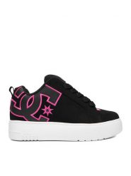 DC Shoes Sneakersy CEO-COURT GRAFFIK PLATFORM DC02422001 Czarny. Czarne obuwie sportowe damskie DC Shoes, ze skóry, bez zapięcia. Za 229.99 zł.