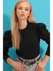 Trend Alacati Sweter w kolorze czarnym rozmiar: M. Czarne swetry klasyczne damskie Trend Alacati, m, z bawełny, bez kołnierzyka. Za 52.79 zł.