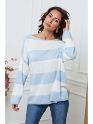 So Cachemire Sweter "Epi" w kolorze biało-błękitnym rozmiar: M. Białe swetry klasyczne damskie So Cachemire, m, z kaszmiru, bez kołnierzyka. Za 201.08 zł.