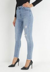 Niebieskie Jeansy z Przetarciami na Prostych Nogawkach Ceryrran. Niebieskie jeansy damskie Born2be, plus size. Za 89.99 zł.