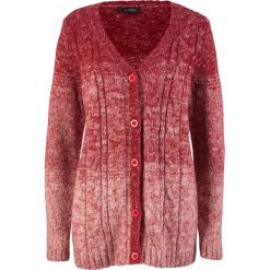 Sweter rozpinany, cieniowany kolor bonprix czerwony chili - perłowy jasnoróżowy. Kardigany damskie bonprix. Za 59.99 zł.