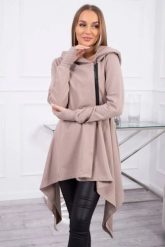 Bluza z kapturem i suwakiem na boku ciemno beżowa. Brązowe bluzy damskie KESI, l, bez wzorów, z bawełny, z kapturem. Za 271.84 zł.