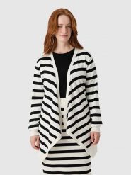Les Lunes Kardigan "Liia" w kolorze biało-czarnym rozmiar: XS. Białe kardigany damskie Les Lunes, xs, bez wzorów. Za 173.99 zł.