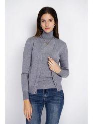 ASSUILI 2-częściowy zestaw w kolorze szarym rozmiar: 44. Szare golfy damskie Assuili, bez wzorów, z kaszmiru, bez ramiączek. Za 236.45 zł.