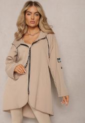 Beżowa Kurtka Wiatrówka Oversize Palishe. Brązowe kurtki damskie Renee, l, bez wzorów, bez kaptura. Za 99.99 zł.