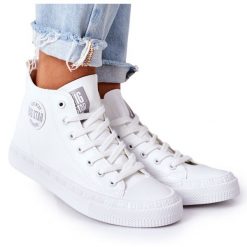 Damskie Wysokie Trampki Big Star GG274016 Białe. Białe trampki damskie bez wzorów, z materiału, bez zapięcia. Za 207.90 zł.