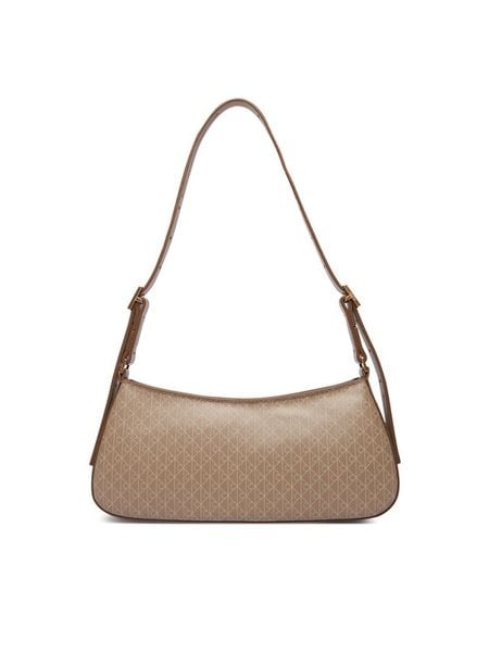 Calvin Klein Torebka Emblem Aop Small Shoulder Bag LV04F3324G Beżowy. Brązowe torebki klasyczne damskie Calvin Klein, ze skóry, bez dodatków. Za 449.99 zł.