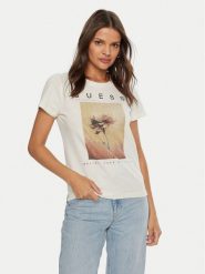 Guess T-Shirt W4BI13 KCJI0 Écru Regular Fit. T-shirty damskie Guess, s, z aplikacjami, z bawełny, bez kołnierzyka. Za 149.99 zł.