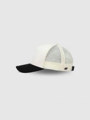 4F Czapka trucker z daszkiem uniseks - biała L/XL. Białe czapki z daszkiem damskie 4F, na lato, bez wzorów, z syntetyku. W wyprzedaży za 59.99 zł.