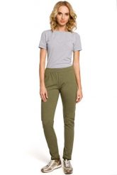 Khaki Dresowe Spodnie z Dzianiny. Brązowe spodnie dresowe damskie MOE, l, bez wzorów, z bawełny. Za 154.90 zł.
