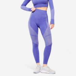 Legginsy fitness damskie Domyos FTI 900. Niebieskie legginsy damskie DOMYOS, l, bez wzorów, z elastanu. Za 79.99 zł.