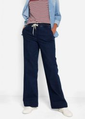Jeansy wide leg, mid waist, z wygodnym pasem. Niebieskie jeansy damskie bonprix. Za 124.99 zł.