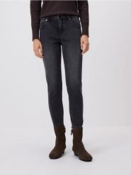 Jeansy slim fit mid rise - szary. Szare jeansy damskie Reserved. Za 99.99 zł.
