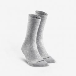 Skarpety turystyczne Quechua SH100 Mid. Szare skarpetki damskie QUECHUA, bez wzorów, z elastanu. Za 39.99 zł.